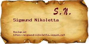 Sigmund Nikoletta névjegykártya